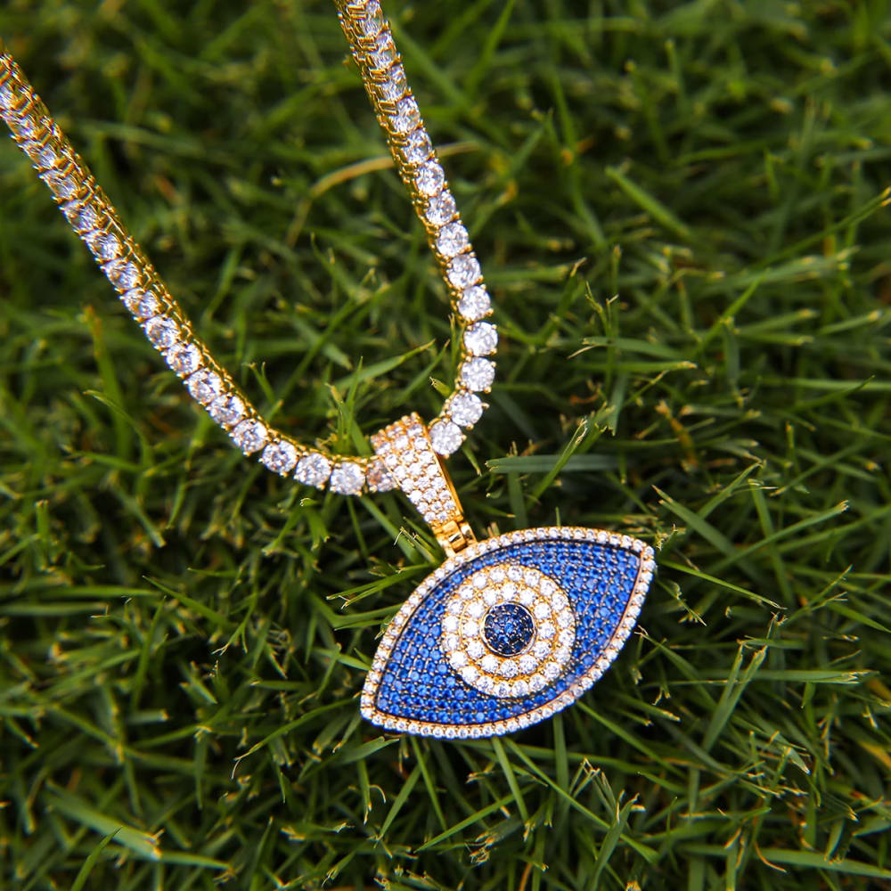 Blue Eye Pendant With Tennis Chain